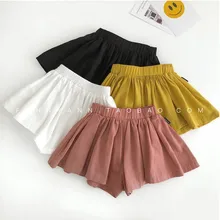 1 2 3 4 5 Years Girls Shorts Summer Solid Casual Loose Culottes Kids Pants Fashion Korean Elastic Waist Baby Girls Short
