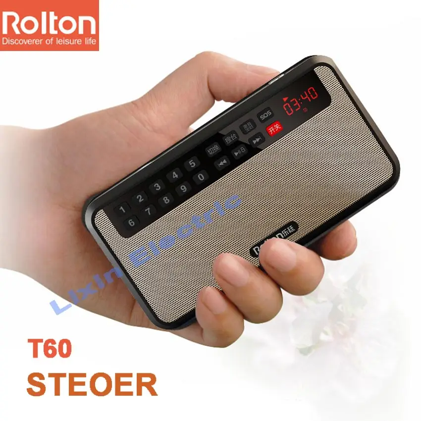 Mp3 плеер RoltonT60 мини портативные аудио колонки FM радио светодиодный экран