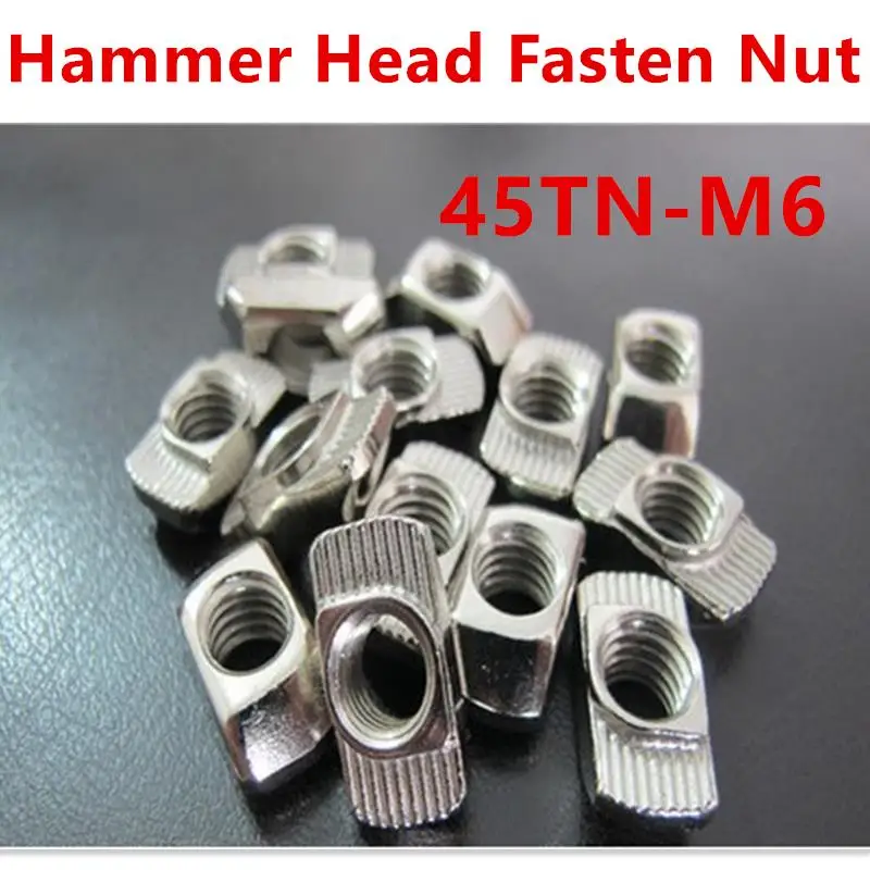 T nut Hammer Head Nut M6 Connector Nickel Plated for 45 series Slot Groove 8 M4 M5 M8 Aluminium Profile Accessories 45-m6 | Обустройство