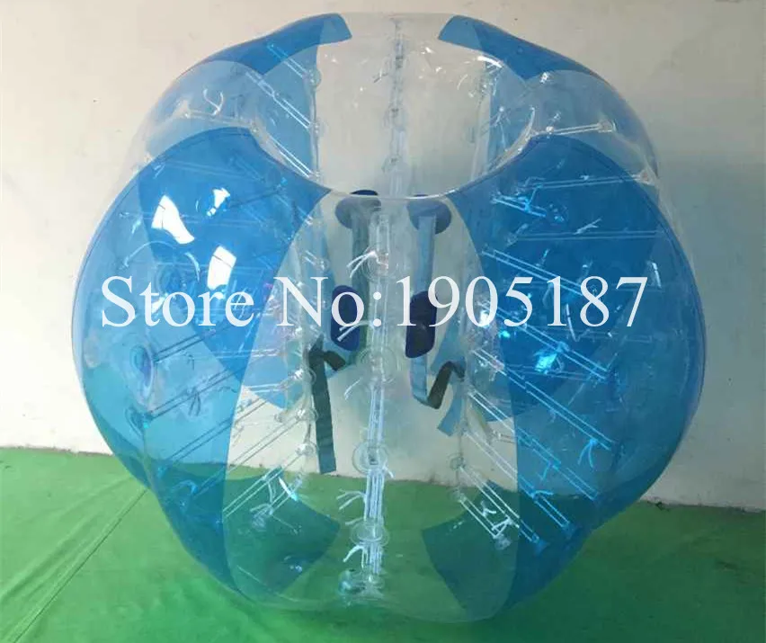 8 шт.(4Red+ 4 Blue+ 2 насоса) 1,0 мм пузырчатый шар тпу, костюм с защитной маской для футбола, бамперные шары - Цвет: half blue and clear