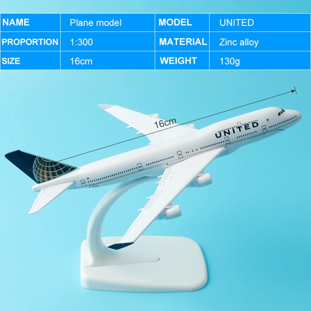 Модель самолета A380 A320 A330 B777 B757 16 см, модель самолета 1:400, модель самолета из сплава, детские игрушки, подарок для ребенка - Цвет: 747 (UNITED)