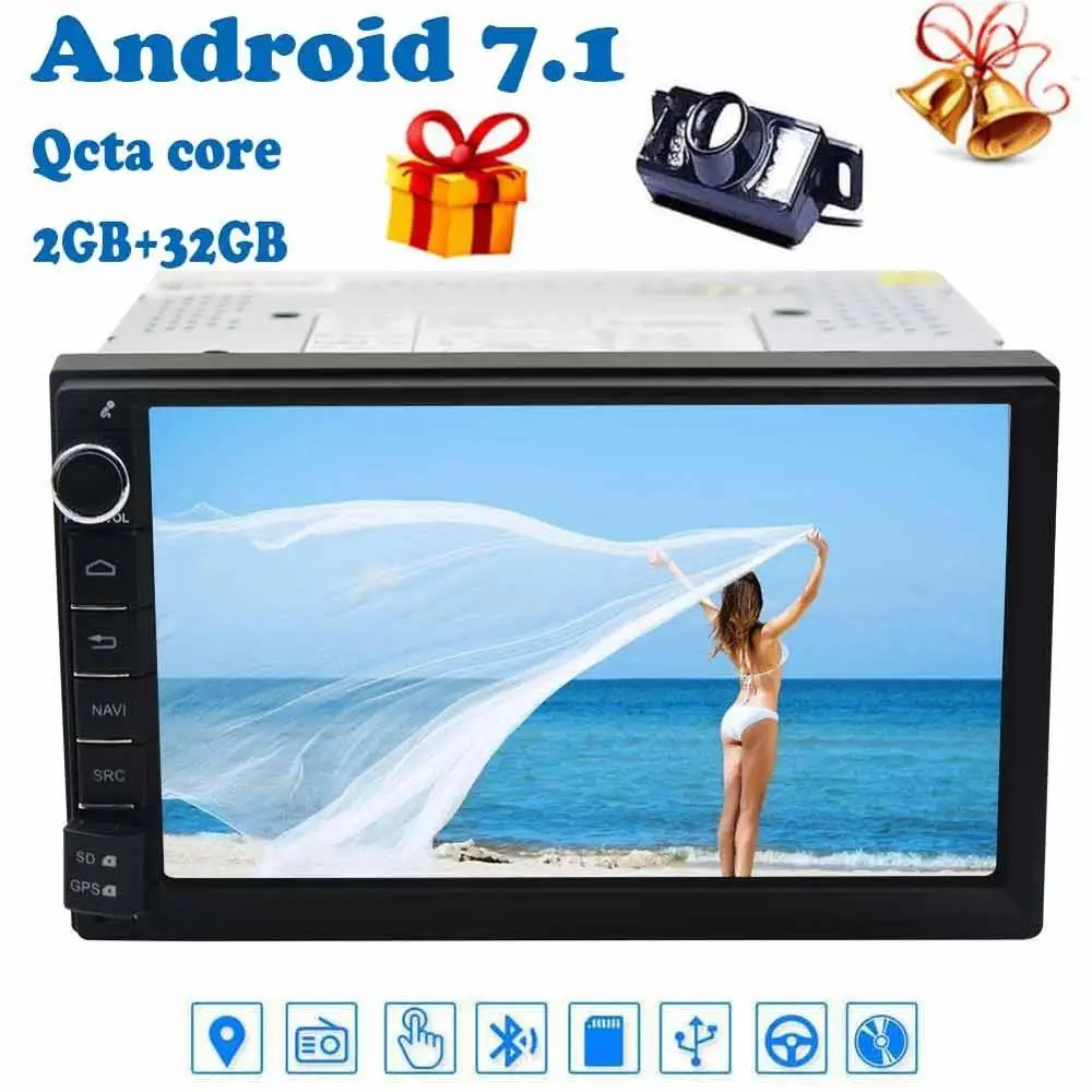 

7'' 2Din Car Video automagnitol Auto Stereo Radio Android 7.1 no DVD 8Core Headunit car pc Bluetooth GPS Mirror Link+back camera