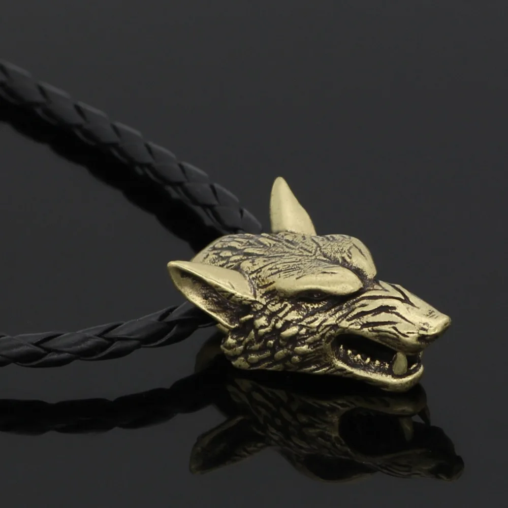 Viking подвеска в виде волчьей головы ожерелье из кожаного шнура Серебряное украшение в виде головы волка ювелирные изделия Viking