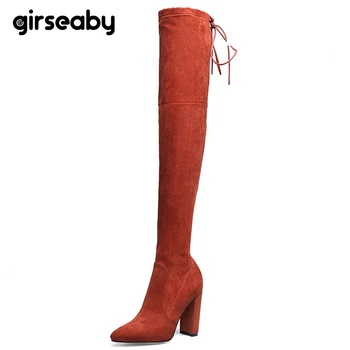 

Girseaby Brand new Women shoes woman boots Large size 31-43 autumn Over the knee boots Thin high heels shoes Sexy Party boot Hot