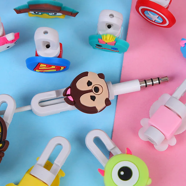 

NEW 20pcs/lot Cartoon Earphone Cable Protector headphones line saver cable winder cord holder Wire Management for iphone 5 6 7 8