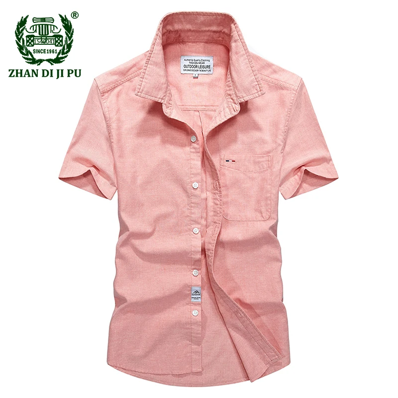

2018 Europe business men's summer casual brand soft pure cotton gray short sleeve shirt man afs jeep blue thin fashion shirts