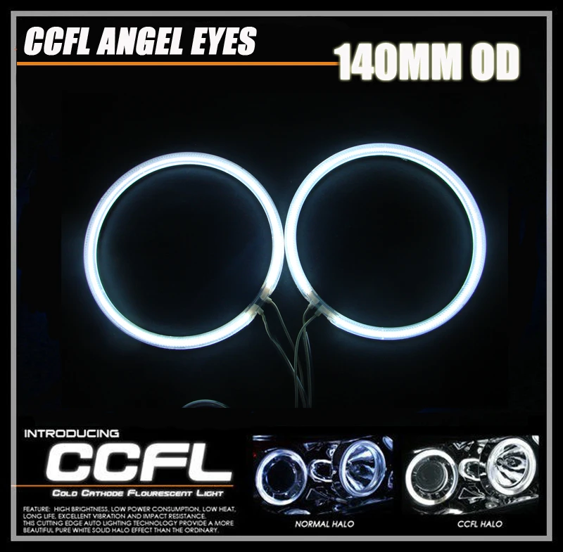 2x 140MM Angel Eyes CCFL Ring DRL Headlight Car CCFL Daytime Running Lights Car styling Light