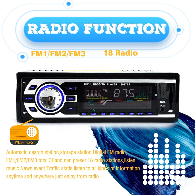 Cargador para coche, sintonizador FM, Bluetooth, AUX, MP3, reproductor estéreo, Control de volumen giratorio, 1 DIN, de MP3 de coche| - AliExpress