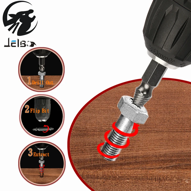 Jelbo Screws Remove Demolition Tools Screw Extractor Drill Bit Set Kit Drill Bit Power Tools Accessories Screw Extractor