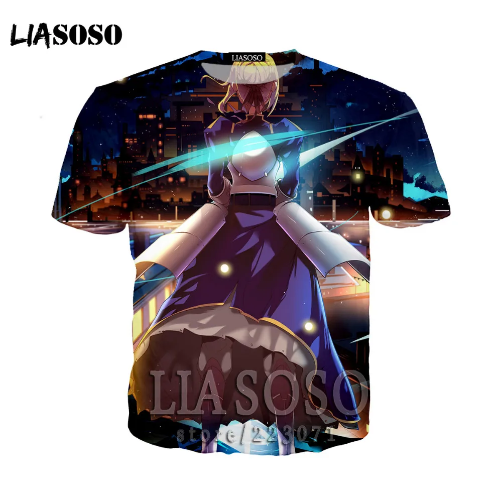 LIASOSO fate stay night в мужские футболки с персонажами из аниме 3D печать судьба ноль