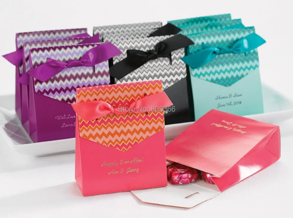 250pcs/lot wedding gift box of chevron tent favor box with matching