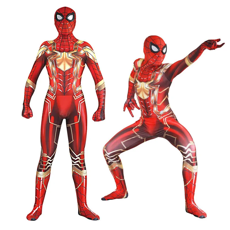 Карнавальные костюмы «Железный Паук» для детей и взрослых, костюм паука «зентай», костюм супергероя, комбинезон, вечерние костюмы на Хэллоуин для детей