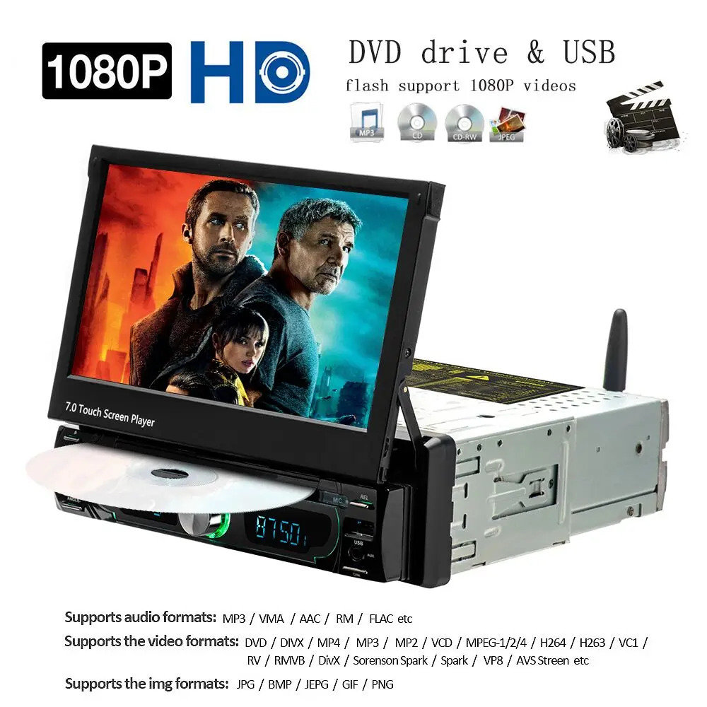 Top Camecho 1din Android WIFI Car Radio 7" GPS Navigation Mirror Link Bluetooth MP5 HD Multimedia Player 1+16GB DVR DVD FM Autoradio 1