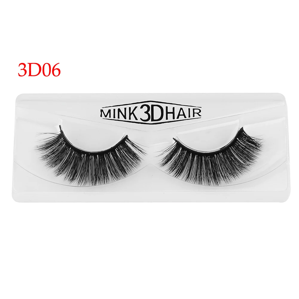 1 Pair 3D Faux Mink Hair False Eyelashes Wispy Fluffy Natural Long Full Strip Lashes Extension Makeup Tool Handmade Cruelty-free - Цвет: 3D06