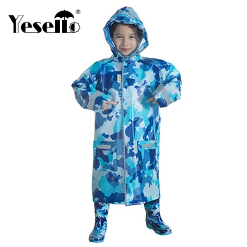 

Yesello Camouflage Waterproof Kids Raincoat For Children Rain Coat Rainwear/Rainsuit Student Poncho Boys Girls Rainwear