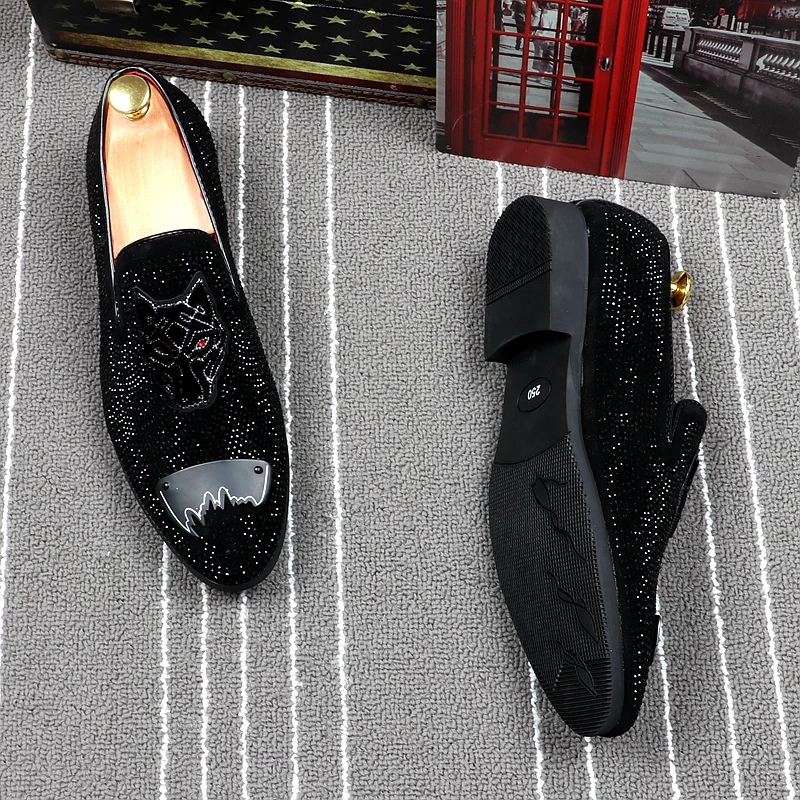 Casamento Strass Da De Preto Fundo Jozigbema Formal Vermelho Mocassins Homens Apontou Couro Luxo Sapatos 2019 Homem Festa WwRwOYfnq