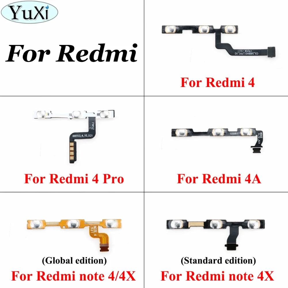 

YuXi Power Volume Keypad Button Flex Cable For Xiaomi for Redmi 4 Pro 4A Note 4 4X Global/ Note 4X Special Edition Replacement