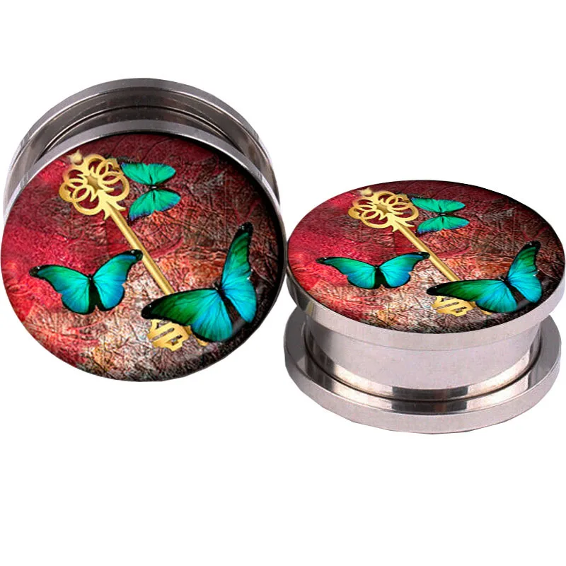 Plug Wholesale 70pcs/lot stainless steel Butterfly logo screw fit flesh