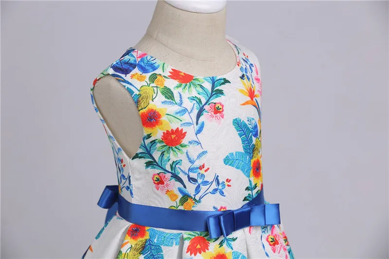 Big virgin princess dress Dresses for girls Floral printed Jacquard European and American girls' dresses04