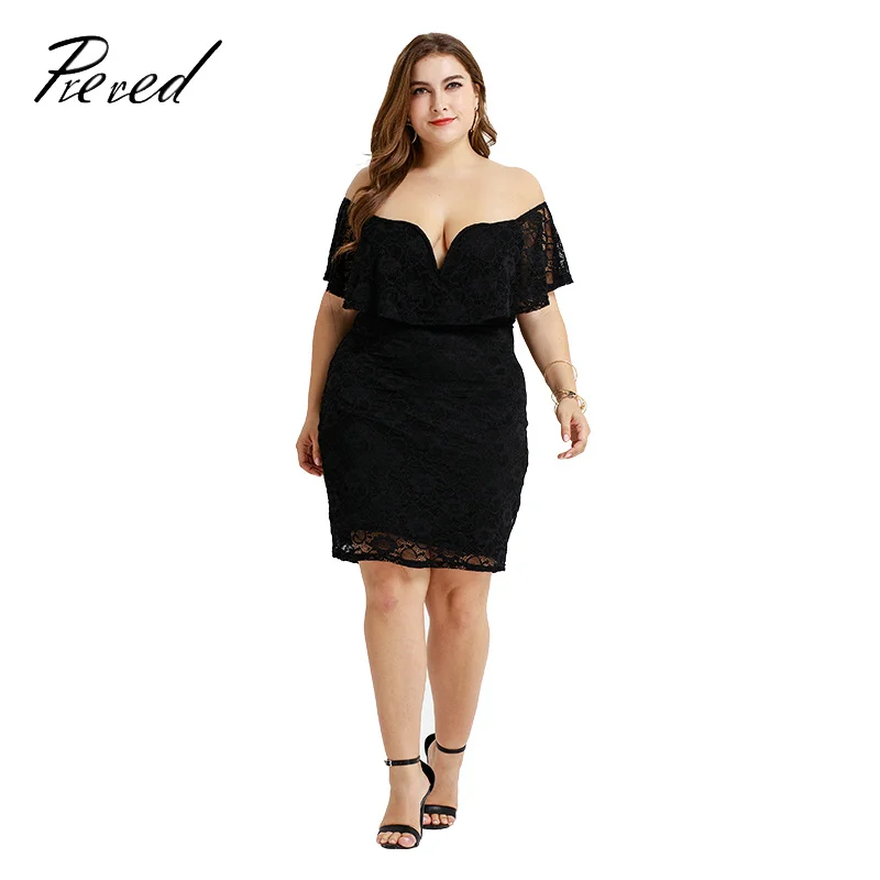 

Prered NEW Summer mini dress V-neck Lace sexy strapless women bodycon Dresses Plus Size vintage women midi Dress