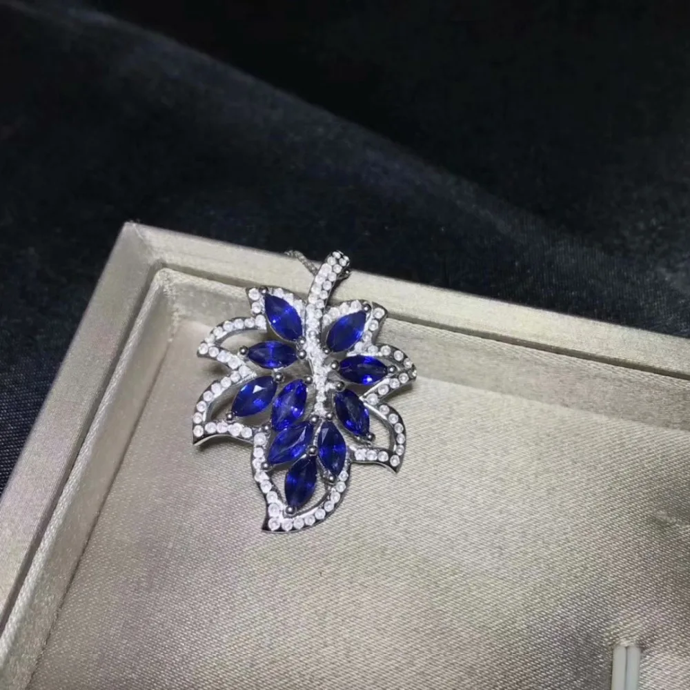 Bohême élégant feuille naturel bleu saphir gemme pendentif naturel pierre gemme pendentif collier S