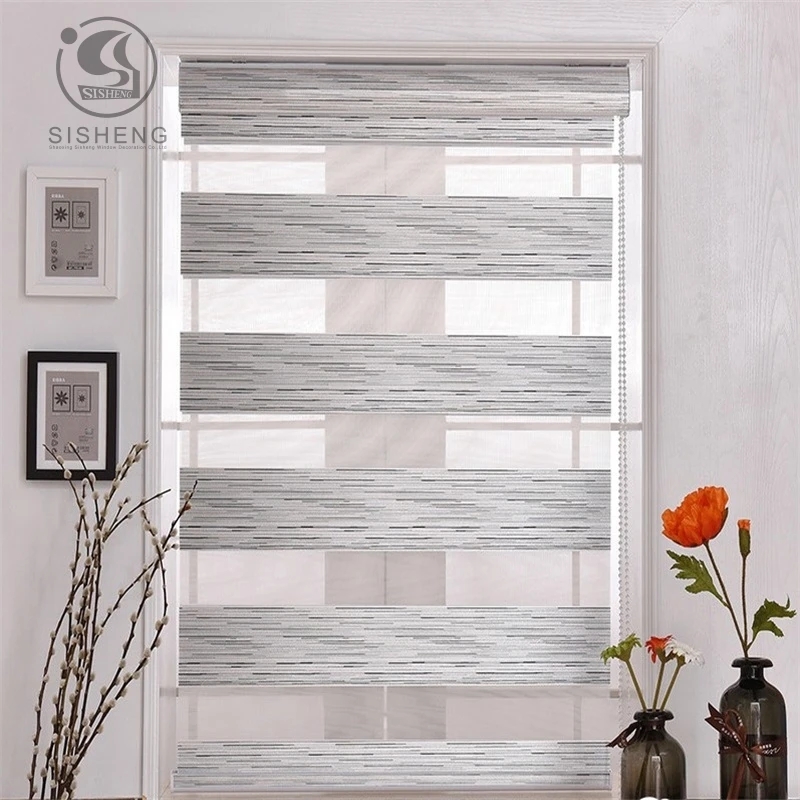 

silver and gold color dual layer zebra sheer shades