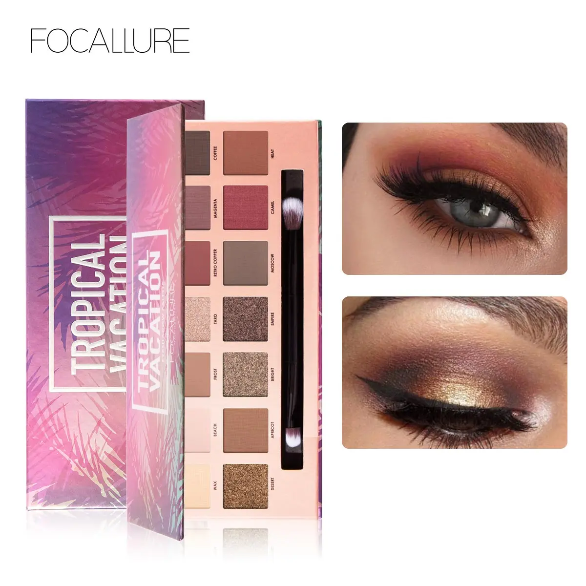 FOCALLURE Glitter Eye shadow palette 14 colors professional pallete easy to wear long lasting Tropi