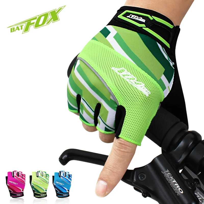 BATFOX Gel Pad Cycling Gloves Women Half Finger Bike Gloves Road MTB