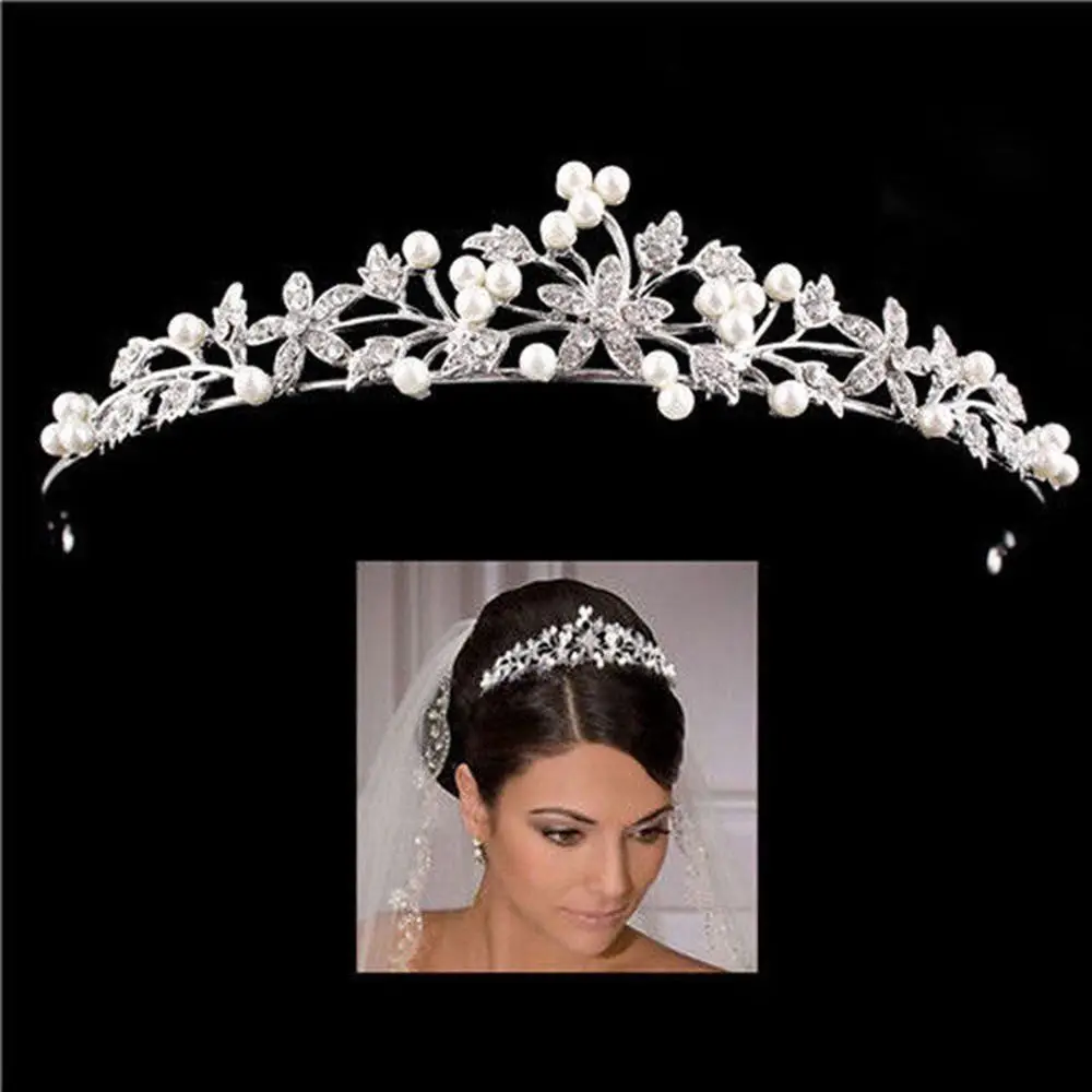 Свадебные диадемы с жемчугом в европейском стиле и короны, свадебные украшения для волос, головные украшения, заколка для невесты со стразами