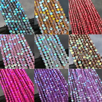 

1 String Mystic Aura Quartz Loose Beads Matte Aura Holographic Quartz Bracelets Necklace Jewelry Making DIY 6/8/10/12mm