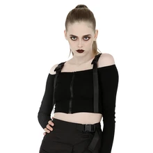 New Sexy Shoulder Off Women Slip Tops Black Long Sleeve Dew Belly T Shirt Spring and Fall Clothes new dew shoulder design clothes the horn sleeve beautiful stripe girls blouses