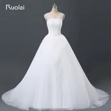 Real Photo Simple Vestido de Novia Puffy V-Neck Ruffle Tulle Ball Gown Wedding Dresses with Crystal Bridal Gown for Wedding FW92