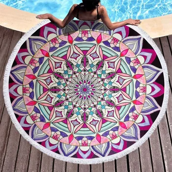 

Boho Beach Towels Printed Mandala Beach Towel Microfiber Round Fabric Bath Towels For Living Room Home Decorative