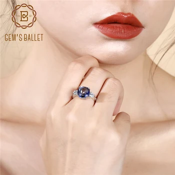 

Gem's Ballet 5.22Ct Natural Iolite Blue Quartz Sky Blue Topaz Gemstone Ring Women 925 Sterling Silver Fashion Fine Jewelry