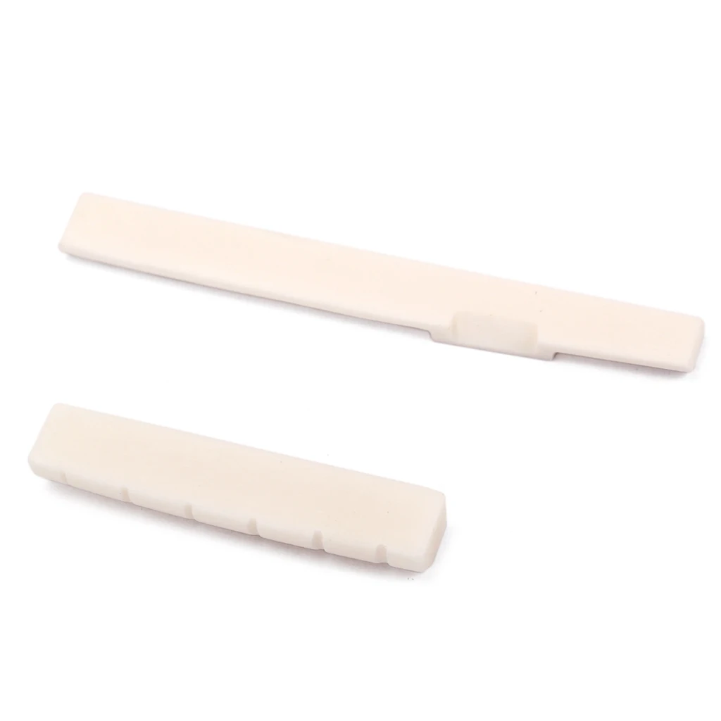 Fresh Cattle Bone Bridge Saddle And Slotted Nut For 6 String Acoustic Guitar