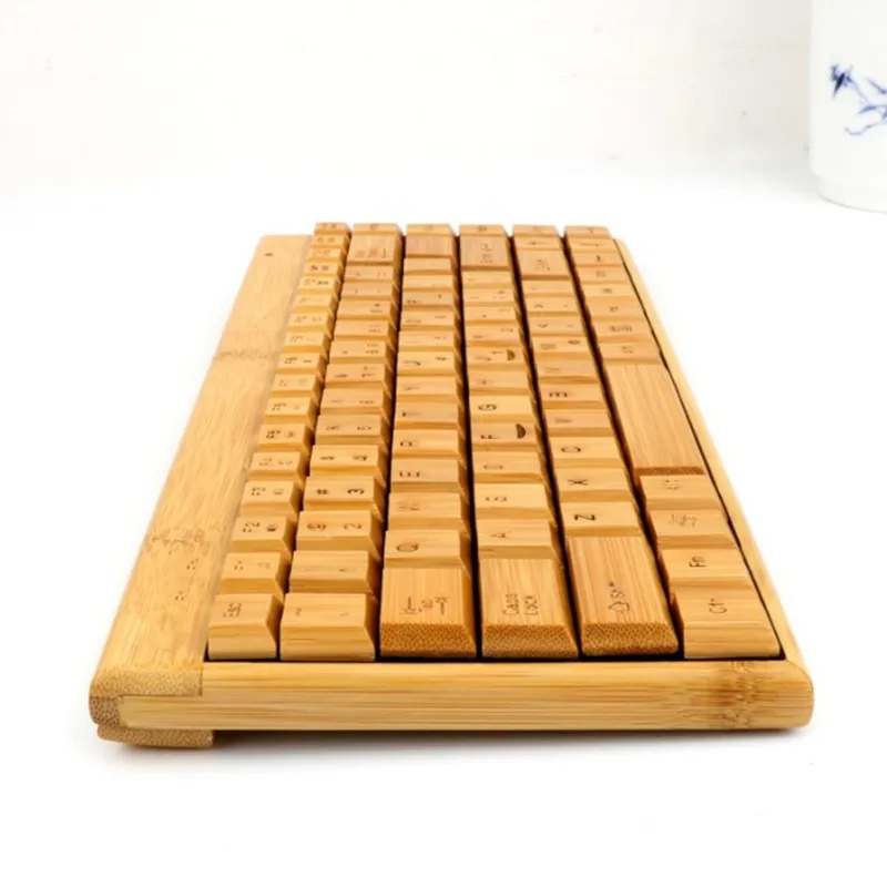 Conjunto de Combinação sem Fio do Rato do Teclado de Bambu para o Computador Naturais do Natal da Novidade do Teclado dos Ratos para Computador Portátil Escritório Usb Plug And Play Presentes o b - Imagem 4