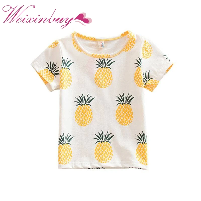 

Baby Girls T-Shirt Cotton Kids Pineapple Print Summer Tees Tops Casual Shirts