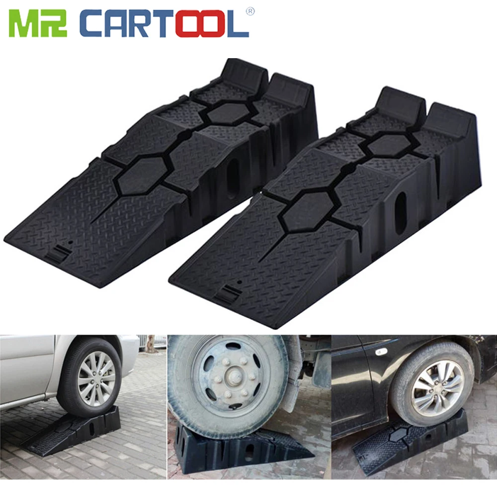 

MR CARTOOL 2PC 2500KG 900mm Heavy Duty Rubber Curb Ramp Antiskid Auto Oil Changing Repair Maintenance Jack Lift Tools Black