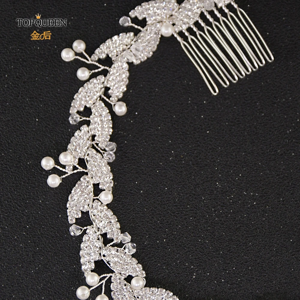 TOPQUEEN HP251 wedding bridal hair comb bridal hair jewelry silver bridal hair clips pins for girlfriend Pearl diamond comb