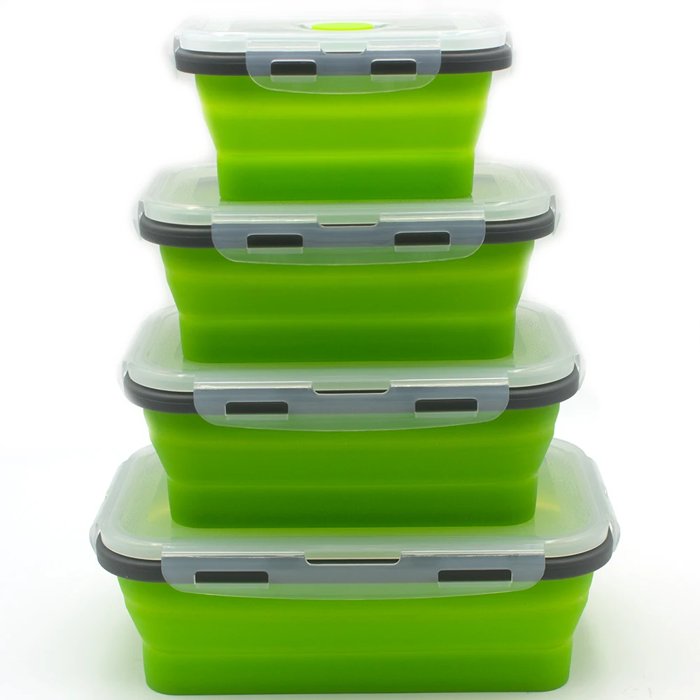Силиконовая складная Bento силиконовая коробка для ленча коробка для еды контейнеры для хранения продуктов сохранения свежести для микроволновой печи посудомоечной машины безопасный