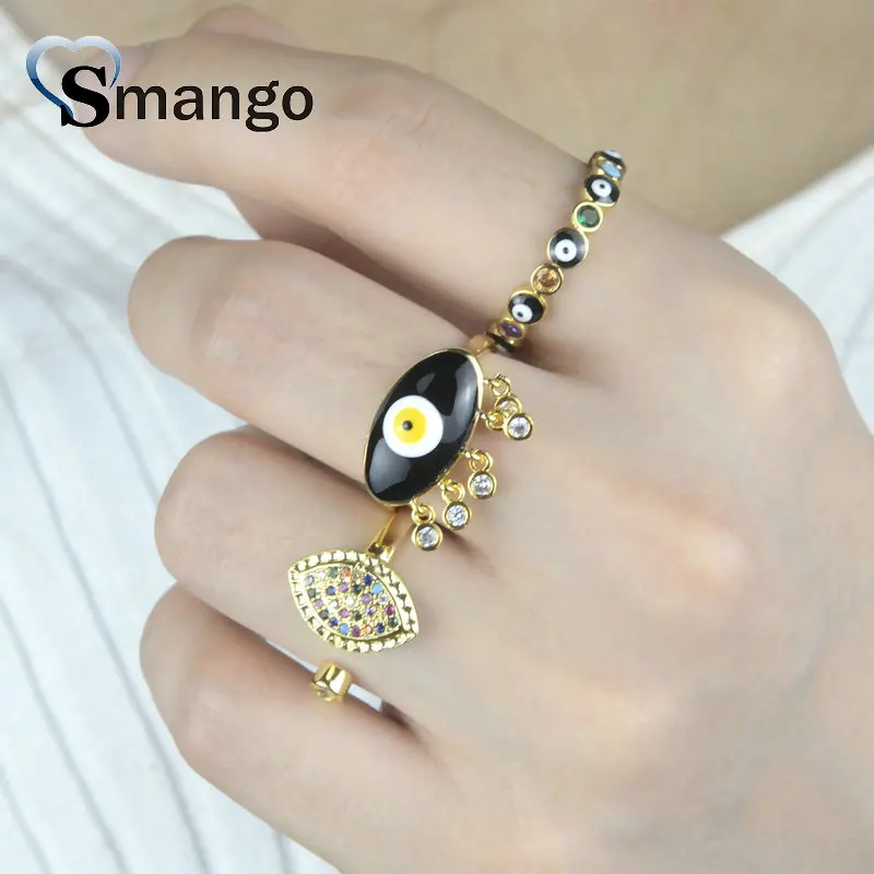 

5Pieces,Women Fashion Jewelry,The Black Eye Rings,Gold Colors,Can Wholesale