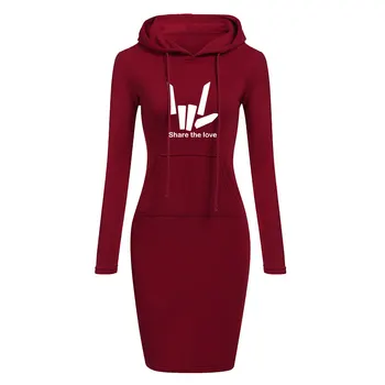 

2019 Women Hoodie Dress Cool Print Sweatshirt Hoody Pullovers Dresses Autumn Winter Sweatshirts Long Sleeve Coat