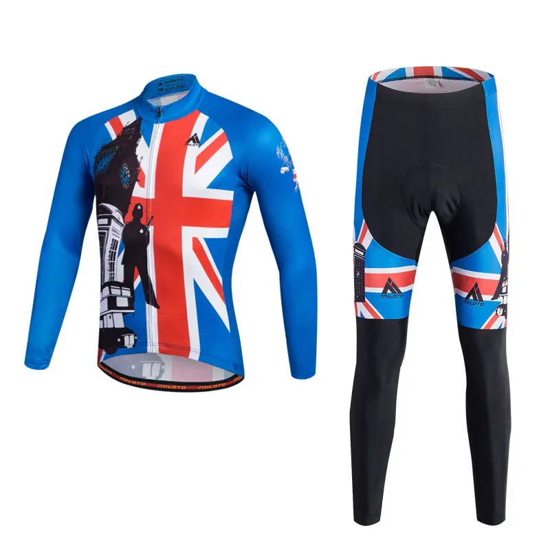 MILOTO для мужчин Великобритания Велоспорт Джерси наборы с длинным рукавом Джерси Pro команда одежда для велоезды велосипед и Mtb езда одежда Ropa Ciclismo