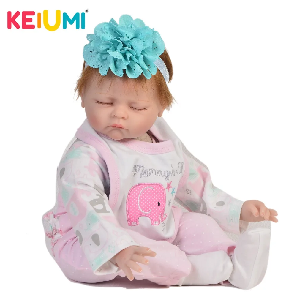 

KEIUMI Lifelike 22 Inch Reborn Baby Doll Cloth Body Realistic Fashion Sleeping Baby Doll Toy For Children's Day Kid Gifts