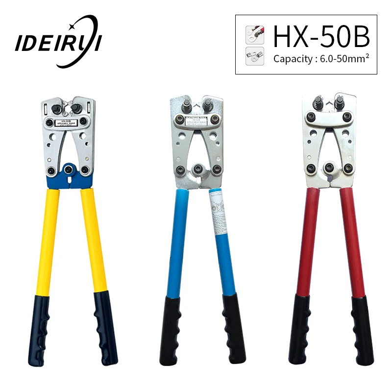 

Steel HX-50B Wire Terminal Crimping Tool Cable Lug Crimper Hand Ratchet Terminal Ratchet Electrician Plier AWG1-10