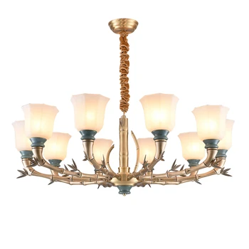 

Full Bronze Copper Chandelier light American Modern for Bedroom Dining Living Room with Ceramics Luxury hanging light Fixtures