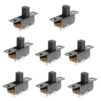 

100 Pcs 6mm High Side Knob 2 Position SPDT 1P2T Panel Mount Vertical Slide Switch 3 Solder Lug Pin SS-12F15G6