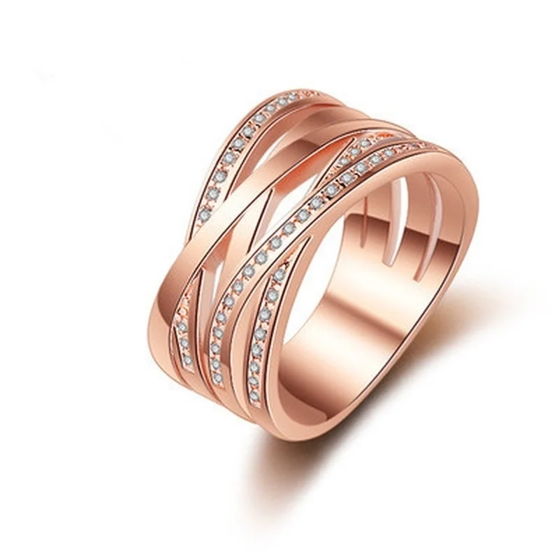 

Fashion woman rose gold ring copper plated gold ring