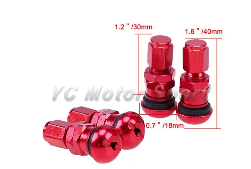 

Free Shipping 4pcs/set Universal Full Rays Volk Racing Forged Red Color Aluminum Tire Valve Stem with Caps Tubeless Valves