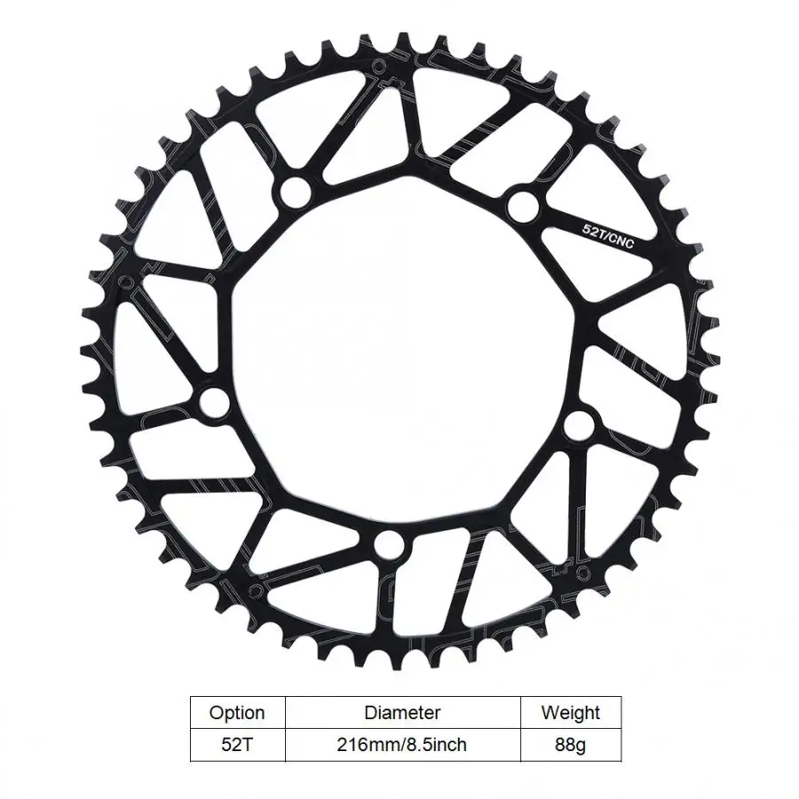 50/52/54/56/58T Велосипедное колесо цепной передачи Сверхлегкий положительный-отрицательный зуб Кривошип один диск прочный велосипедный запасные части - Цвет: 52T